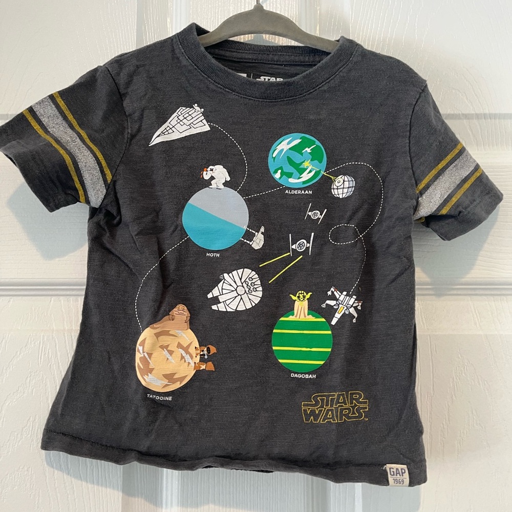 GAP x Star Wars 2T Gray "Galactic Tour 1977" Graphic Print Short Sleeve T-Shirt